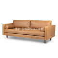 Divano Mid-Century Modern Sven Charme in pelle color marrone chiaro